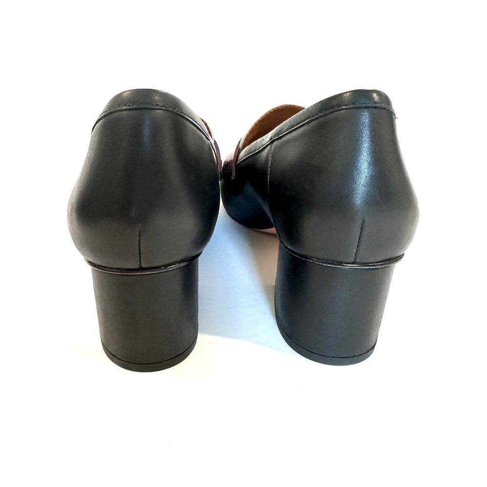 J.McLaughlin Women 8.5 Tri-Color Leather Tassel Block Heel Loafers Dk Navy Cream - Picture 3 of 8